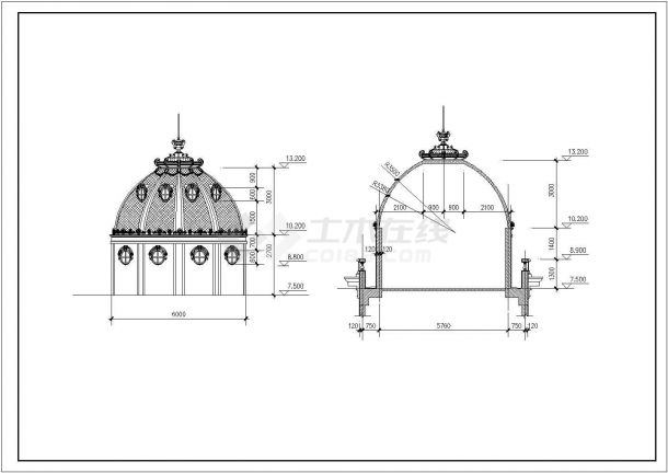 欧式风格小型办公楼建筑设计施工图-图二