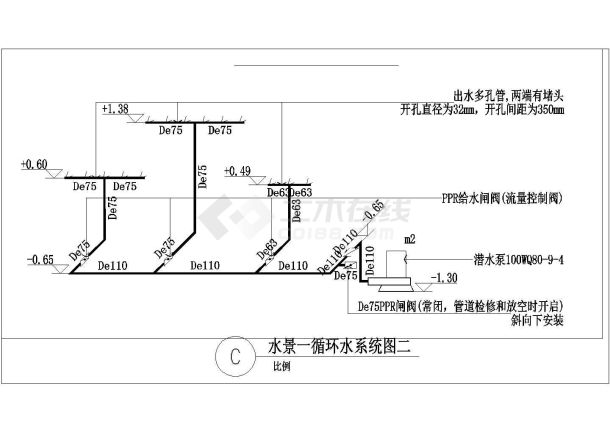 某小区景观水景给排水设计施工图纸