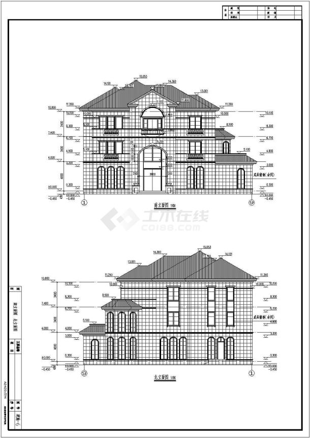 某欧式风格三层别墅建筑方案设计图-图二