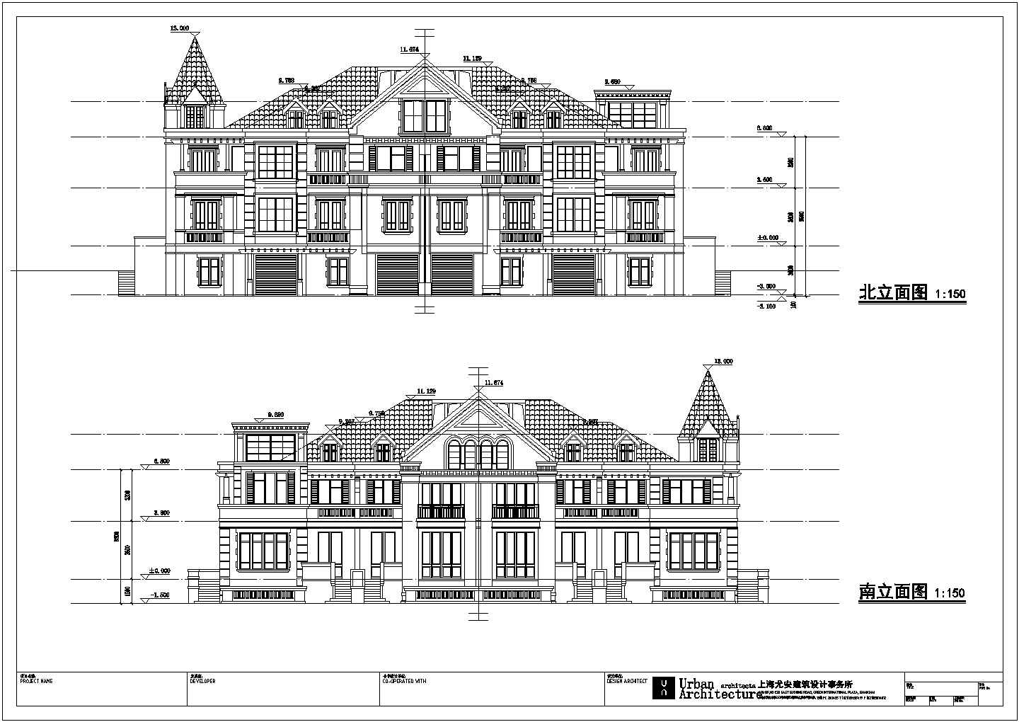 某地三层砖砼结构别墅建筑设计施工图