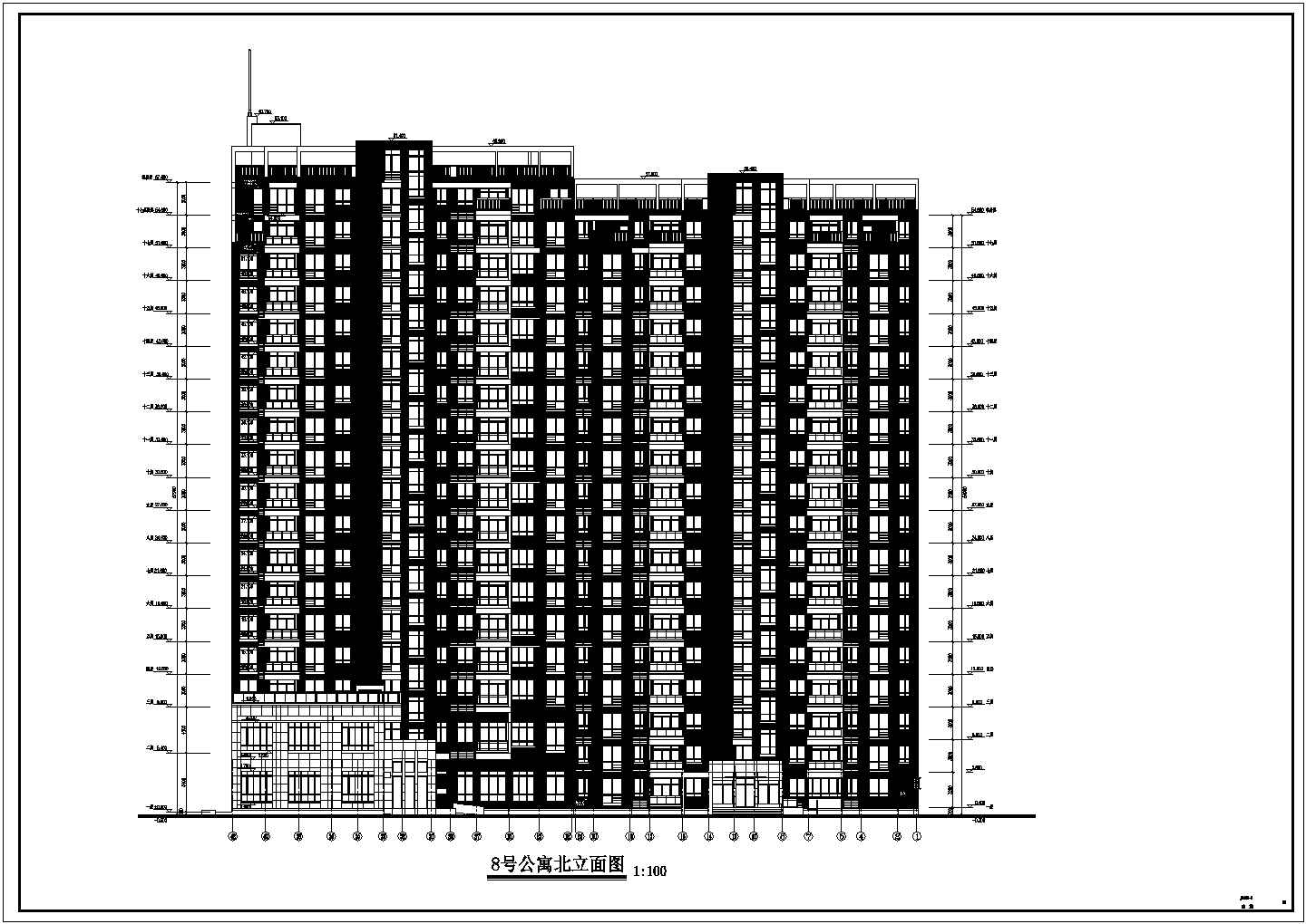 台州市某地十七层框架剪力墙结构高层公寓建筑设计施工图纸