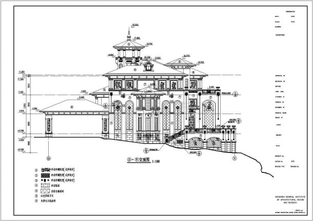 某地三层框架结构欧式别墅建筑设计施工图-图一