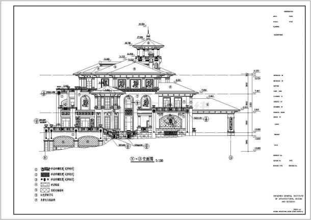 某地三层框架结构欧式别墅建筑设计施工图-图二