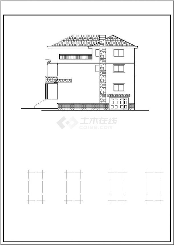 河北三层砖混结构别墅建筑设计施工图-图二