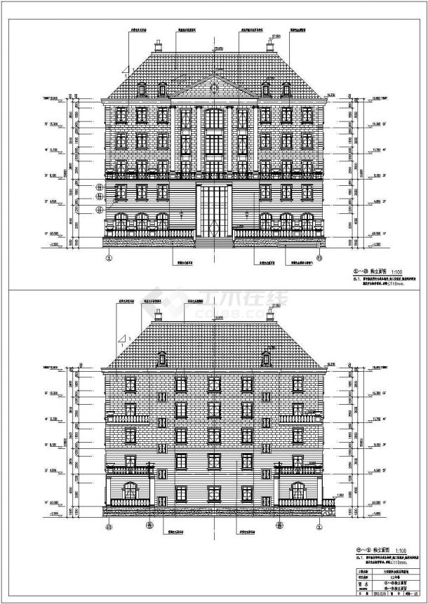 大连市多层框架结构办公楼建筑设计施工图（七栋）-图一