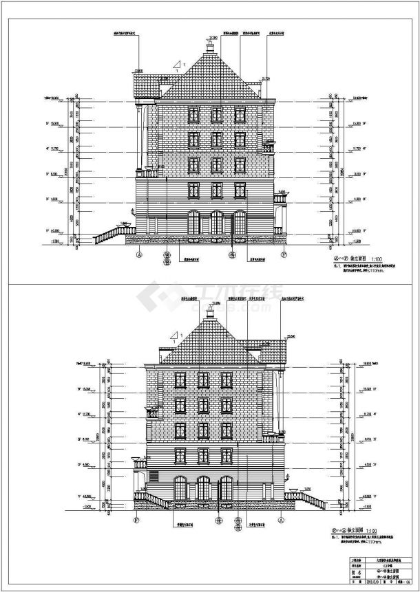 大连市多层框架结构办公楼建筑设计施工图（七栋）-图二