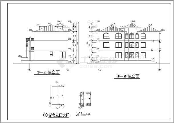 某地三层框架结构豪华别墅图建筑结构施工图-图二