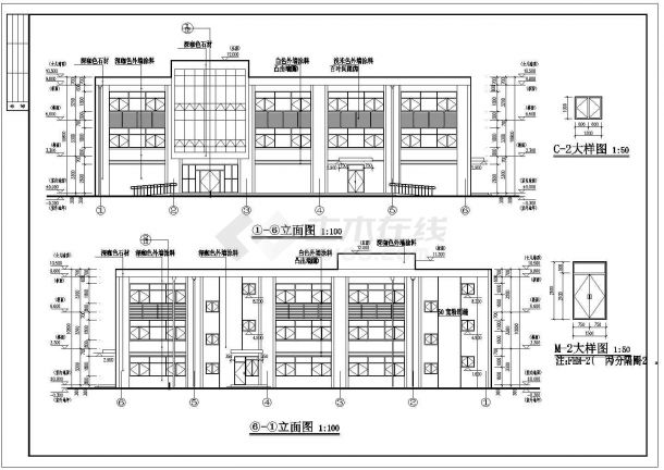 中宁县三层框架结构会所建筑专业施工图-图一