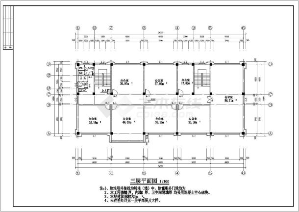 中宁县三层框架结构会所建筑专业施工图-图二