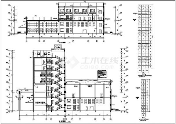 某地地上8层裙房四层框架结构商业综合楼建筑设计施工图-图二