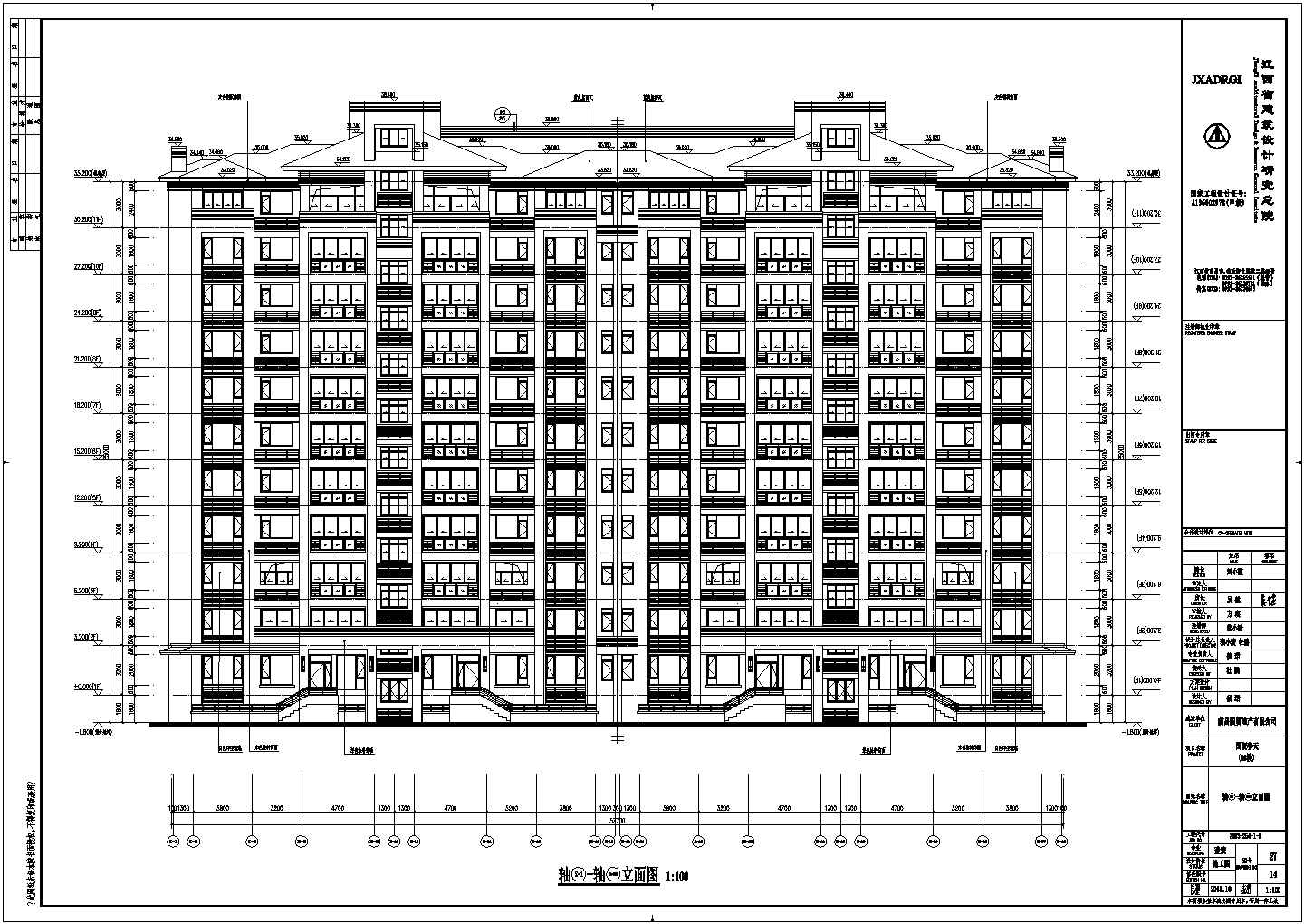 南昌市十一层剪力墙结构住宅楼建筑设计施工图