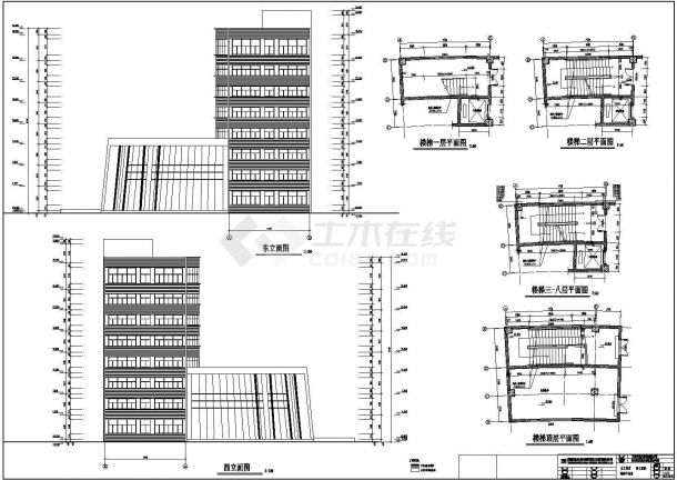 江苏省某地八层框架结构办公楼建筑设计施工图-图一