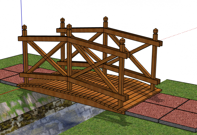 全新中式风格拱桥su模型_图1