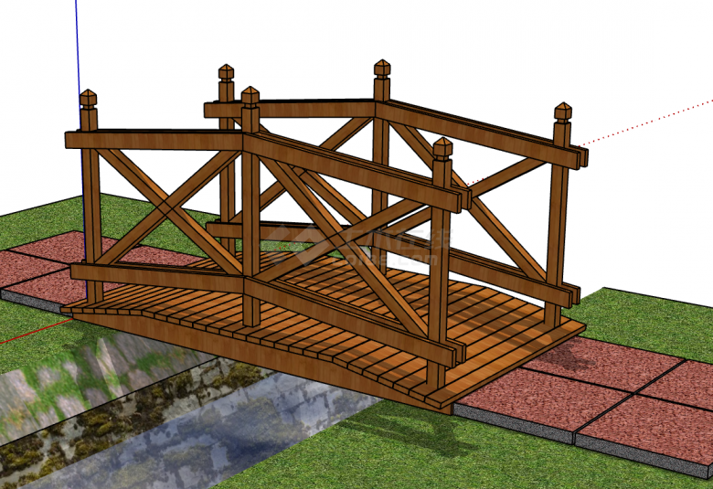 全新中式风格拱桥su模型-图一