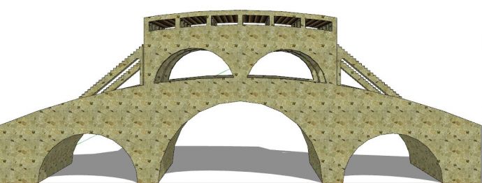 石砌欧洲风格双层阁楼拱桥su模型_图1
