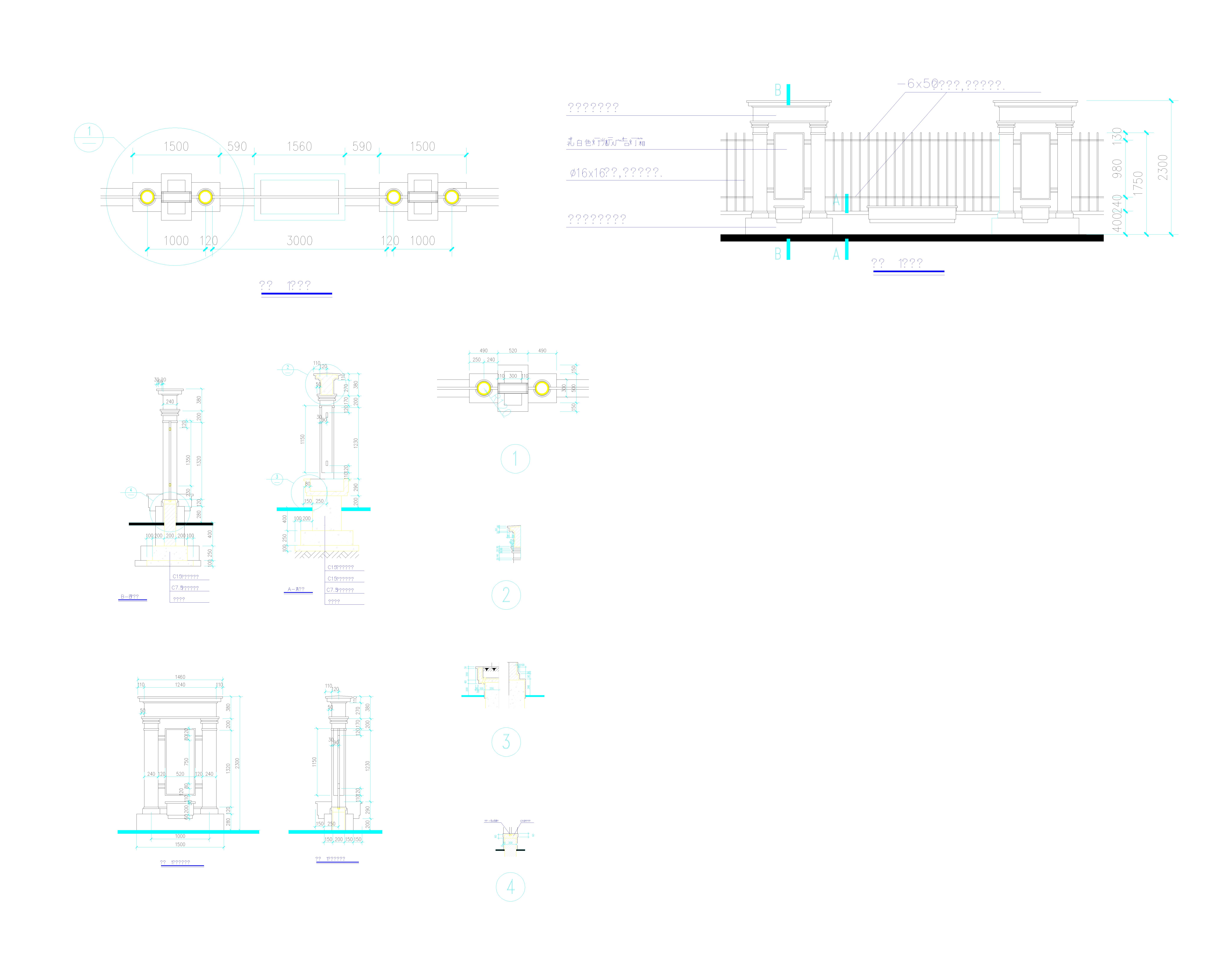 F010515组栏杆+围墙CAD图块资料合集.dwg