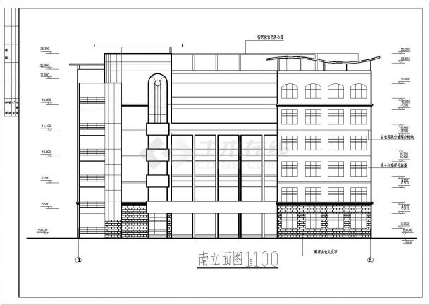 某地框架结构中学教学楼建筑方案设计图-图二