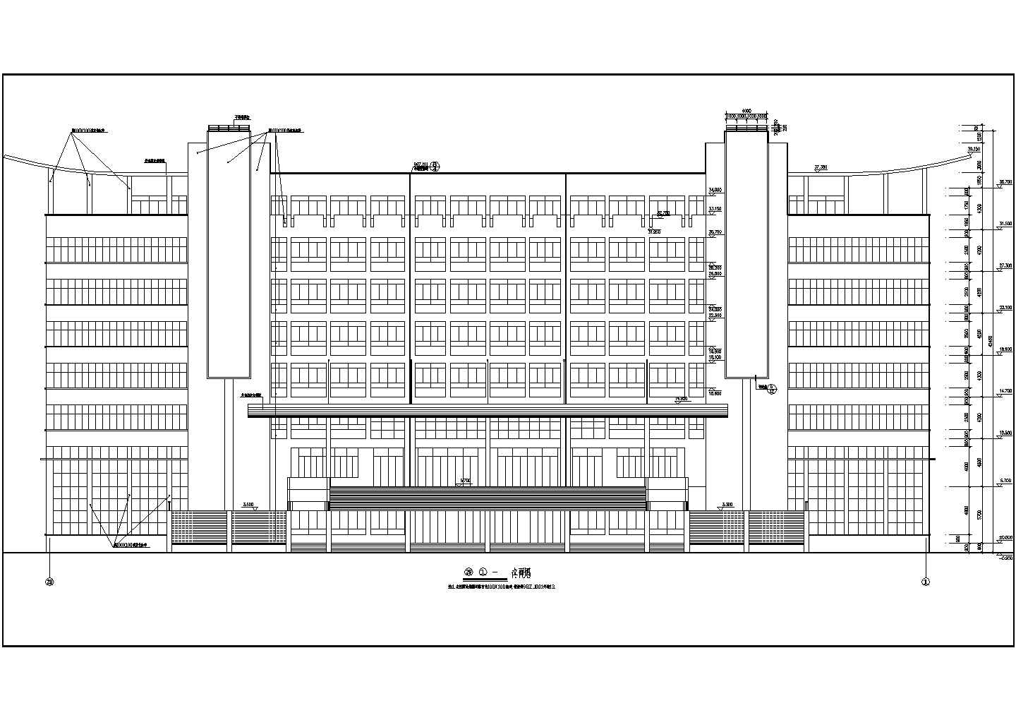某学校八层框架结构教学楼建筑设计方案图