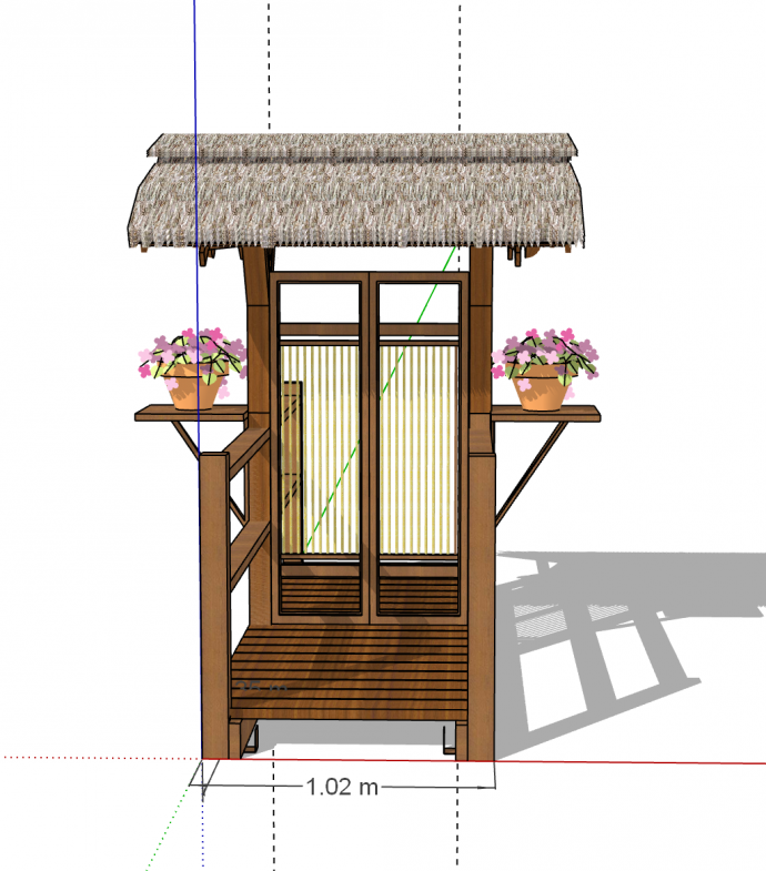 中式风格小型门框桥梁su模型_图1