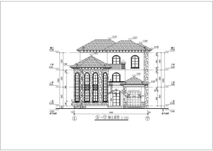 惠州三层框架结构别墅建筑设计施工图_图1