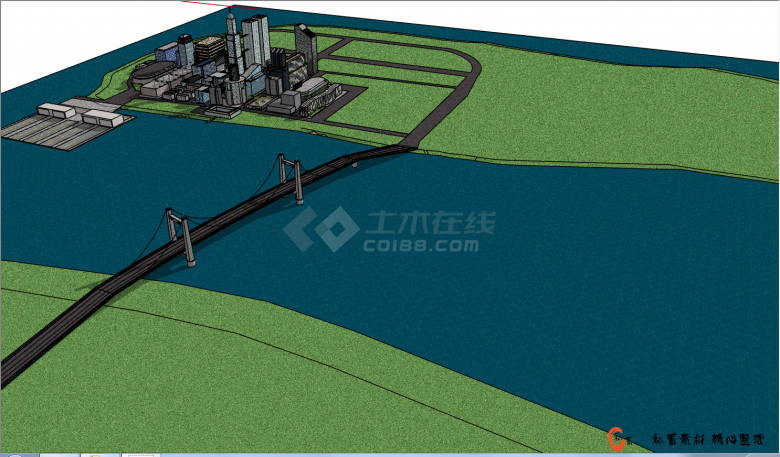 大型跨江跨河悬索桥的SU模型-图二