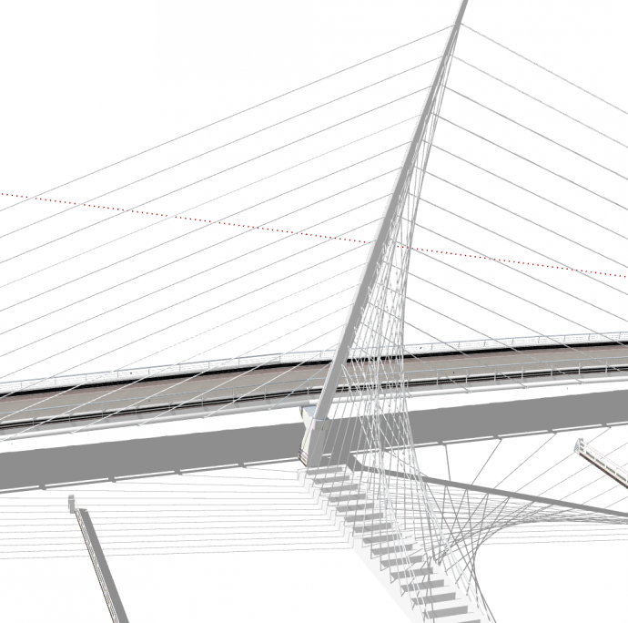 大型钢铁琴弦式斜拉桥梁su模型_图1