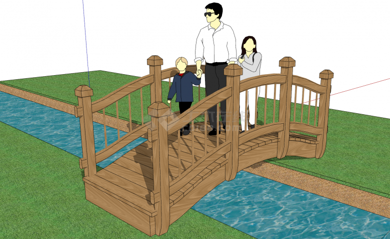 新中式小型木制景观拱桥su模型-图二