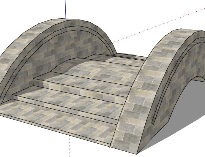 小型古典石质拱桥su模型_图1