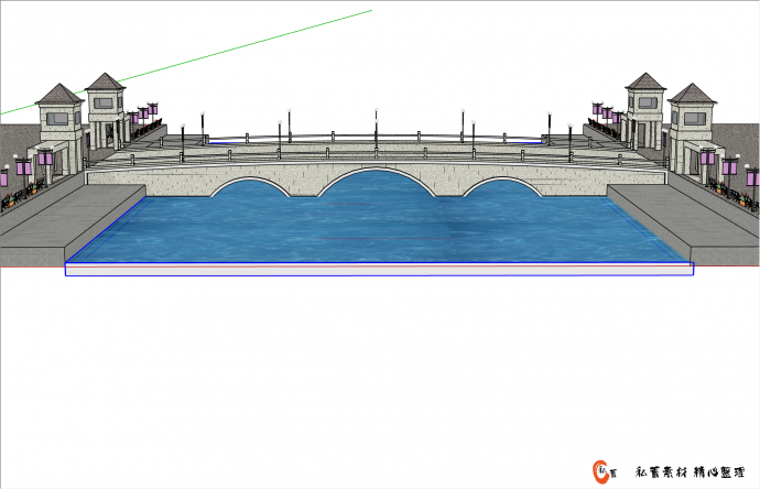 大规模中式经典拱桥su模型_图1