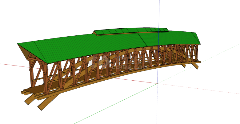 东南亚风格多结构廊桥su模型-图一