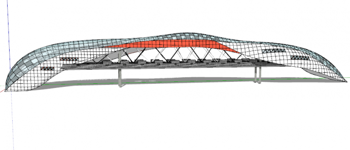新中式热气球玻璃镂空设计砖砌桥梁su模型_图1