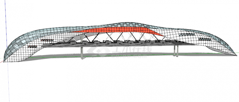 新中式热气球玻璃镂空设计砖砌桥梁su模型-图一