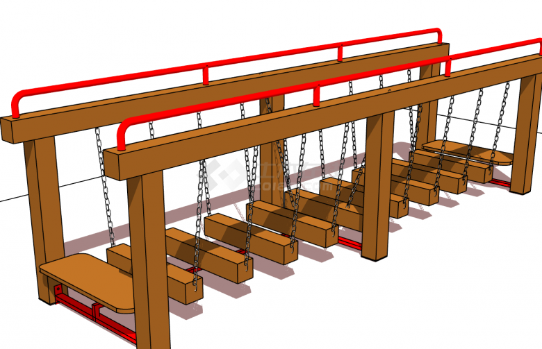 小型吊梯式公园桥梁su模型-图二