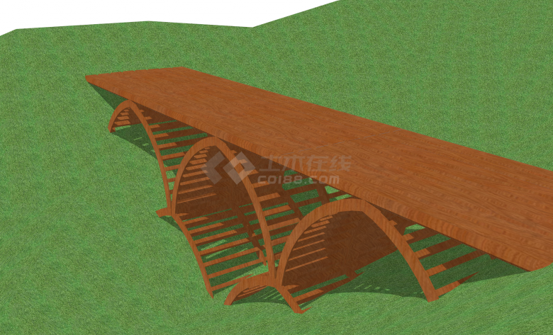 中式木制多结构类型桥梁su模型-图二