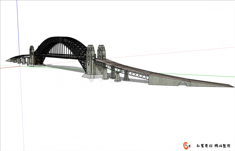 超大规模法式铁拉大桥su模型-图二
