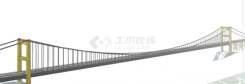 现代化大型四湾河跨河悬索桥梁su模型-图二