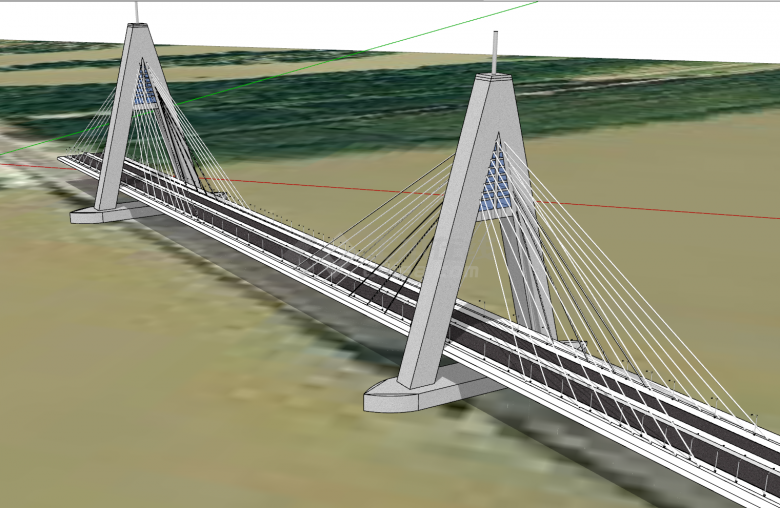 现代化大型砼制跨江大桥悬索桥梁su模型-图二