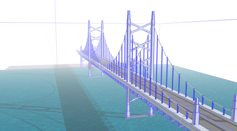 现代化大型钢索多结构类型悬索桥梁su模型-图一