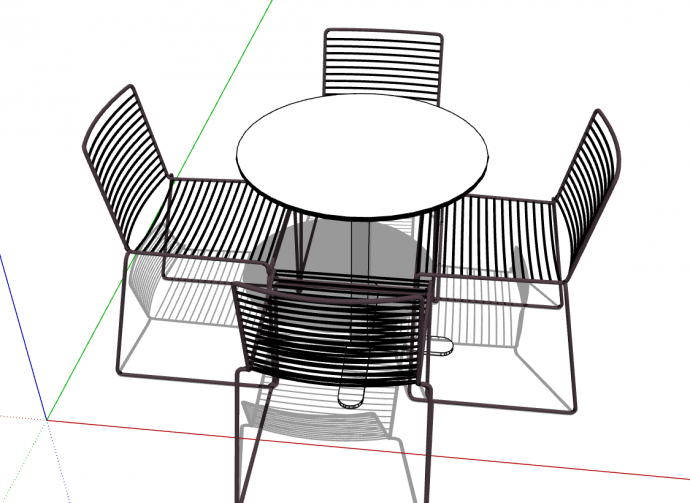 简约户外野餐桌椅的SU模型_图1