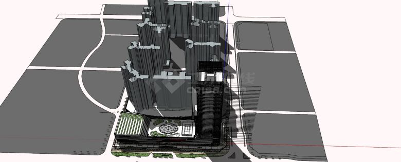 内设中央公园的大型办公楼su模型-图二