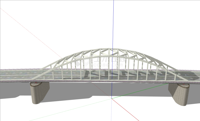 立体现代风格铁拉大桥su模型-图二