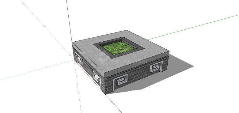 嵌入式房顶方形树池su模型-图二