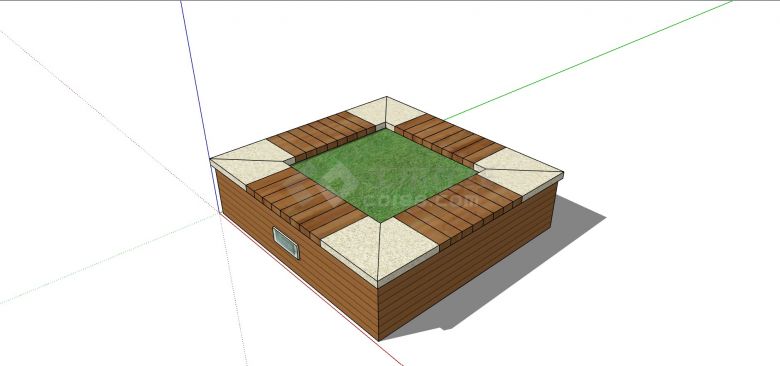 木质嵌入式方形树池 su模型-图二