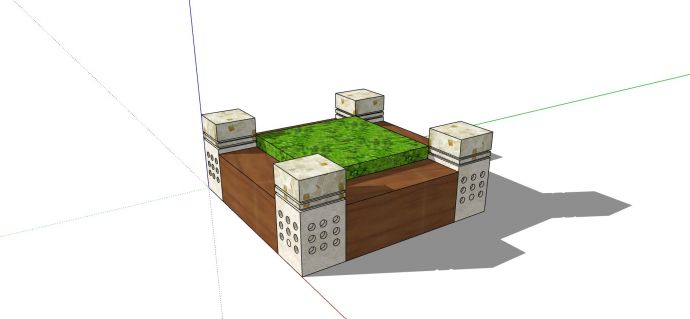 四角小石柱方形树池su模型_图1