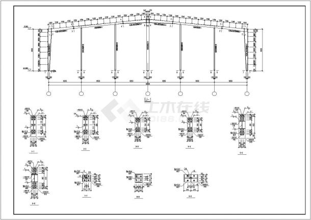 北方38米跨钢结构厂房结构设计施工图-图二