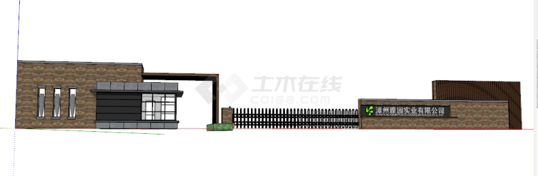 现代化高级公司大门入口su模型-图一