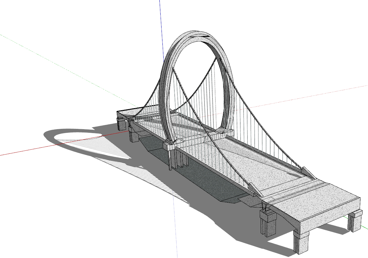 现代圆形索塔悬索桥su模型-图二