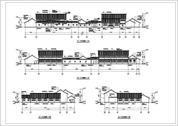 某地二层框架结构仿古建筑庭院初步设计图纸-图一