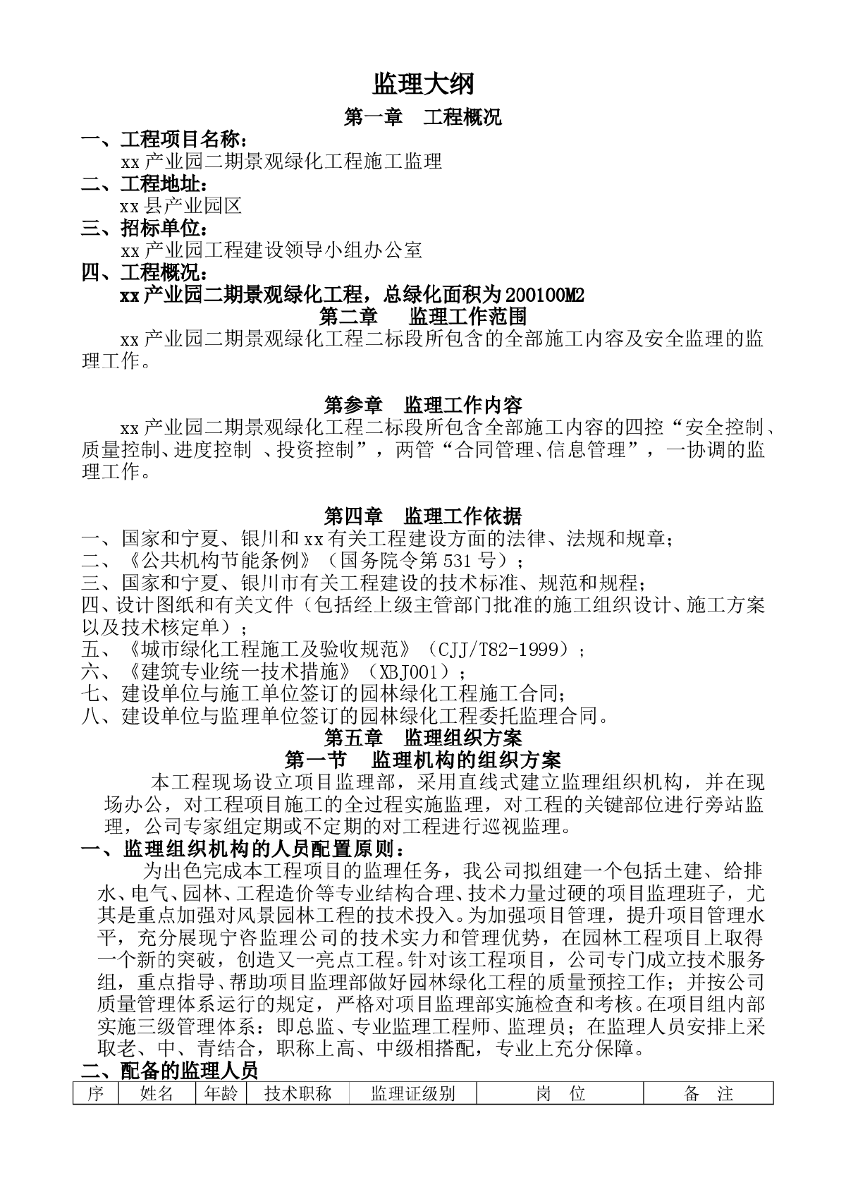 产业园景观绿化工程监理大纲（总绿面积20万平米）-图一