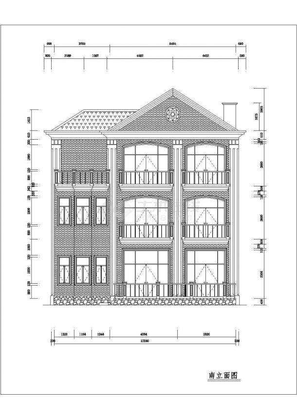 某地三层框架剪力墙结构别墅建筑设计施工图-图一